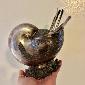 Antique Silver Nautilus Shell Spoon Warmer